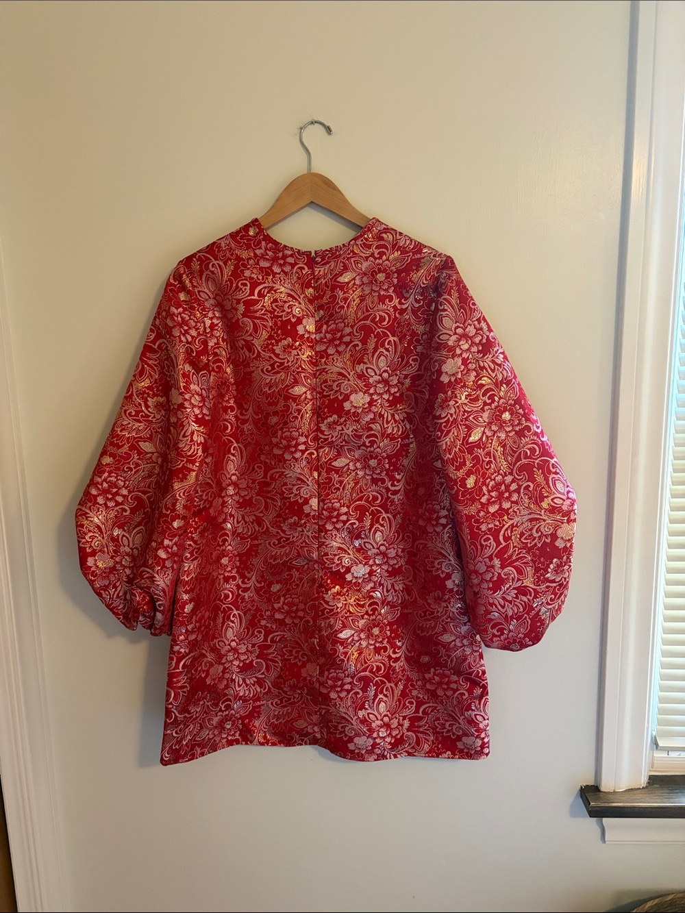 Hyacinth House Red Floral Jacquard Long Sleeve Mini Dress - Picture 8 of 8